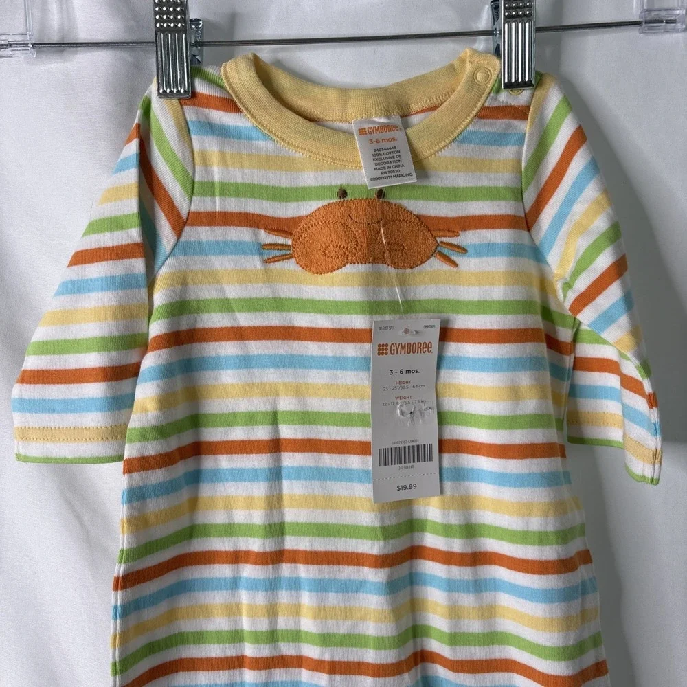 Gymboree‎ 2007 One Piece 3-6mos Crab Snap Striped Short Sleeve Pant Outfit NEW